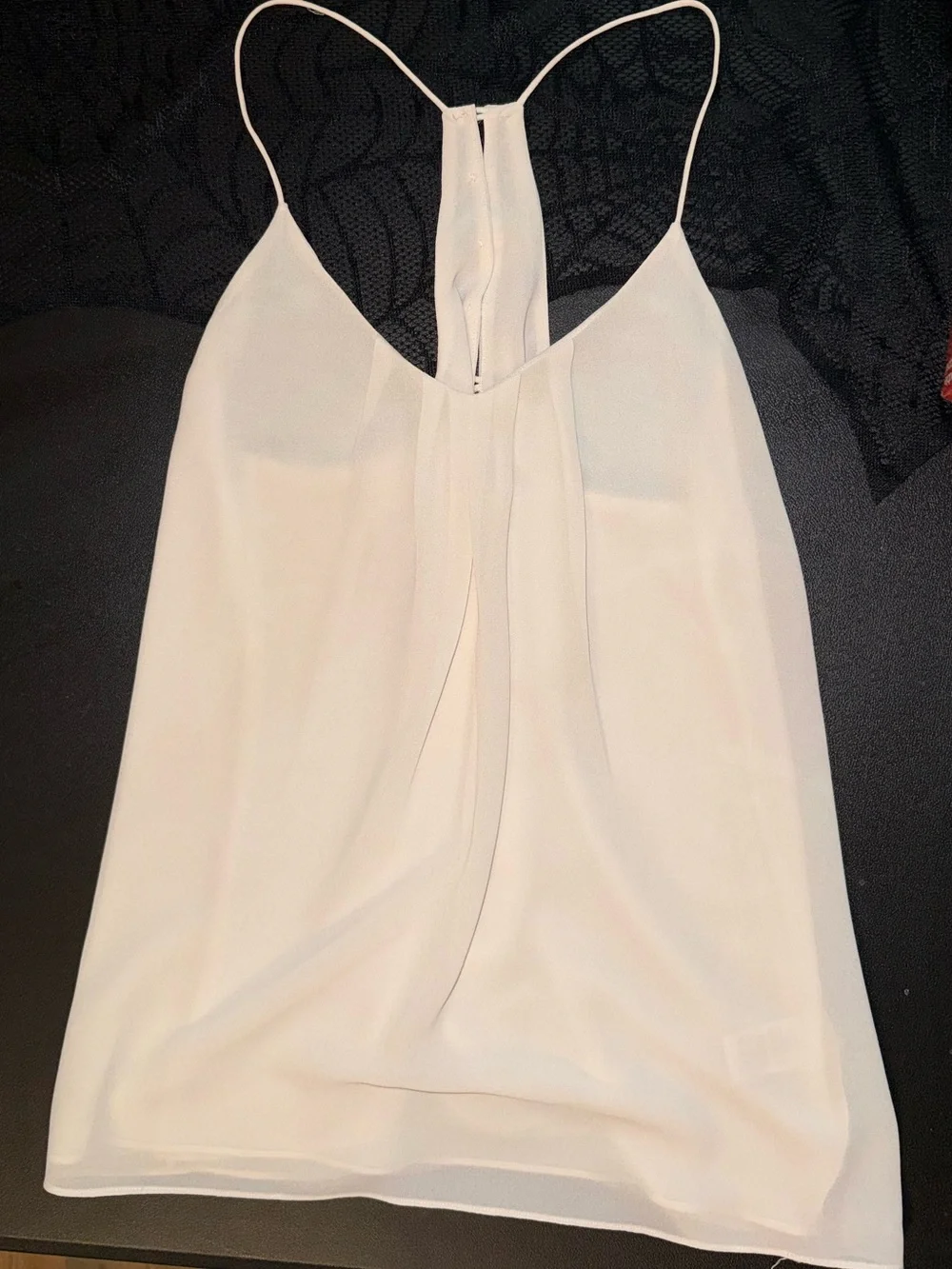 Norah Ivory Double-Layer Chiffon Racerback Cami Tank Top - Picture 1 of 7